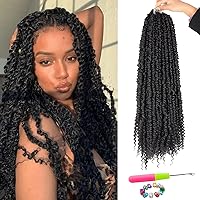 Passion Twist Hair - 8 Packs 24 Inch Passion Twist Crochet Hair For Black Women, Crochet Pretwisted Curly Hair Passion Twists Synthetic Braiding Hair Extensions(24 Inch 8 Packs, 1B)