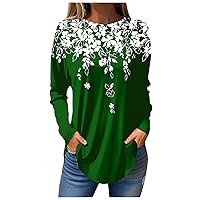 Blouses for Women Business Casual Crew Neck Tunic Tops Retro Ethnic Floral Shirts Workout Going Out Clothes