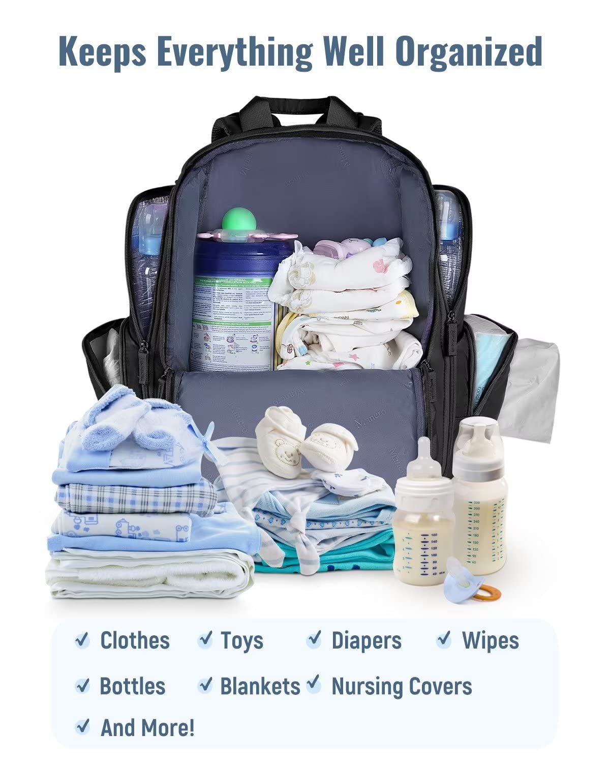 Mancro Multifunctional Dad Diaper Bag & Breastmilk Cooler Bag with Ice Pack