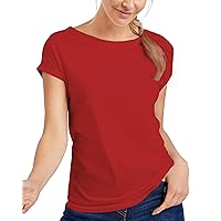 Cute Womens Cap Sleeve Tops - Casual Shirts Women | [40142026] Red, XXL