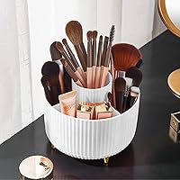 Onewly 360° Rotating Makeup Organizer, Vanity Display Case for Cosmetic, Brush, Lipstick and Cream (Pure White)