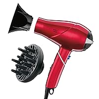 INFINITIPRO BY CONAIR Travel Hair Dryer, 1875W Compact Travel Hair Dryer with Twist Folding Handle, Conair Blow Dryer, Red