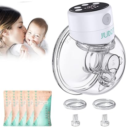 JUDRT Wearable Breast Pump, Electric Hands-Free Wireless Portable Breastfeeding Pump with 3 Modes, 12 Levels, Quiet, Painless & Rechargeable(24mm)