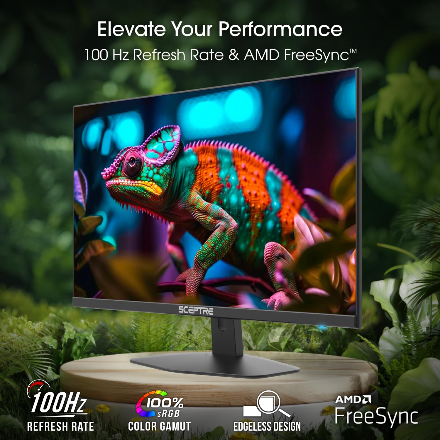 Sceptre New 27-inch Gaming Monitor 100Hz 1ms DisplayPort HDMI x2 100% sRGB AMD FreeSync Build-in Speakers, Eye Care Frameless Machine Black 2024 (E275W-FW100T)