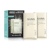 AHAVA Moisturizing Dead Sea Salt Soap, Duo Set - Face & Body Cleansing Bar to Moisture Skin, Enriched with Exclusive Blend of Dead Sea Osmoter & Dead Sea Salt, 6.8 Oz, Product Appearance May Vary