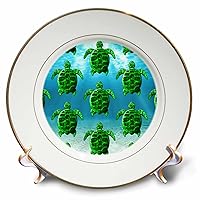 3dRose Pattern of endangered green sea turtle underwater digital artwork. - Plates (cp-379506-1)