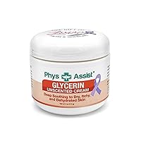 PhysAssist Oncology Glycerin Unscented Moisturizer Cream for Dry Stressed Skin. Designed for those with Fragrance Intolerances after Radiation and Chemo Treatments. 4 Oz jar.