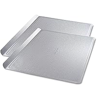 USA Pan Bakeware Cookie Sheet, Warp Resistant Nonstick Baking Pan, Made in the USA from Aluminized Steel, Large Set of 2