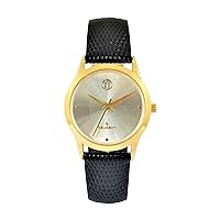 Peugeot Women's 30mm Wafer Slim Round Gold Plated Watch with Genuine Leather Band