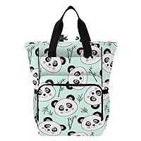 Green Pandas Diaper Bag Backpack for Mom Dad Large Capacity Baby Changing Totes with Three Pockets Multifunction Travel Back Pack for Travelling Picnicking Playing