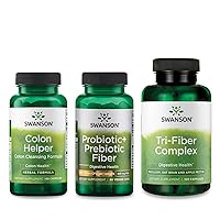 Swanson Digestive Health Bundle: Prebiotic + Probiotic Fiber - Tri-Fiber Complex - Colon Helper