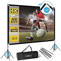 Upgraded Projector Screen with Stand - PHOPIK 120inch Indoor Outdoor Projector Screen - 16:9 HD 4K Thickened Wrinkle-Free Movies Screen with Carry Bag for Home Theater Camping Travel