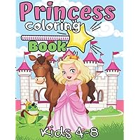 Princess Coloring Book : For Girls 4-8 50 Pages