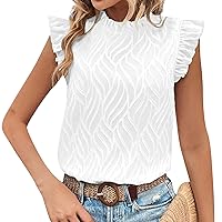Women's Sleeveless Tops, Fashion Solid Color Ruffle Neck Fresh Sweet Top Trendy for Women 2024, S, XL