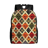 Checkered Rhombus Pattern(1) Print Backpack Laptop Backpack Waterproof Weekender Bag Travel Bag For Work Travel Hiking Camping