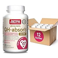 Jarrow Formulas QH-Absorb 200 mg - High Absorption Co-Q10 - Active Antioxidant Form of Co-Q10 - Supports Mitochondrial Energy Production &Cardiovascular Health - Up to 60 Servings, Pack of 12