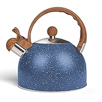 Whistling Tea Kettle for Stovetop, 2.6 Quart Stainless Steel Water Teapot Boilers for Stovetops, Induction Stone Kettle with Loud Whistle - Perfect for Preparing Hot Water, Coffee,Milk (Blue)
