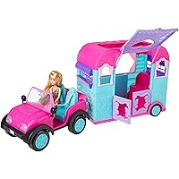 Sparkle Girlz Fashion Dolls & Vehicles Playset by ZURU 10.5 Inch Doll with Jeep & Caravan Toy for Girls
