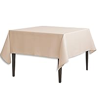 LinenTablecloth 70-Inch Square Polyester Tablecloth Beige