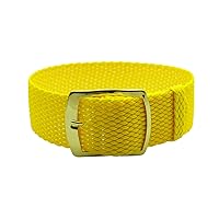 22mm Yellow Perlon Braided Woven Watch Strap with Golden Buckle