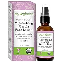 Youth Boost Moisturizing Marula Face Lotion for Face USDA Certified Organic to Moisturize, Nourish & Boost Glow, 2 fl. Oz