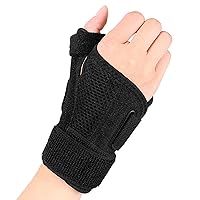 Wrist Brace for Carpal Tunnel Relief, Thumb Splint Hand Wrist Support for Women and Men, Adjustable Compression for Tendonitis, Arthritis, Injuries, Wrist Pain, Sprain - Single (black)