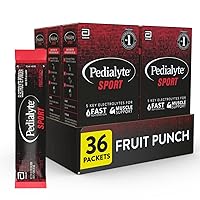 Pedialyte Sport Electrolyte Powder, Fast Hydration with 5 Key Electrolytes for Muscle Support Before, During, & After Exercise, Fruit Punch, 0.49 oz Packets (36 Count)