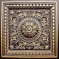 215 Da Vinci PVC 2' x 2' Lay-in Ceiling Tile (Covers / 40 sq.ft), Antique Gold, 10 Piece