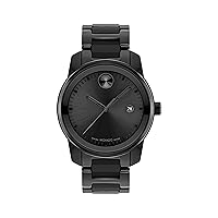 Movado Bold Men's Swiss Quartz Stainless Steel and Ceramic Link Bracelet Watch, Color: Black (Model: 3600863)