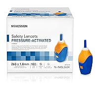 McKesson Safety Lancet, Retractable, Pressure-Activated Finger Device, Sterile - Ideal for Blood Testing - Single Use, 26 Gauge, 1.8mm Depth, 100 Count, 1 Pack