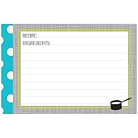 C.R. Gibson Baby Blue and White Polka Dot Blank Recipe Cards, 40pc, 4'' W x 6'' L