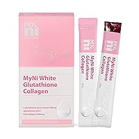 MyNi Glutathione Collagen Jelly (15 Sticks) - Korean Skincare Supplement by Ildong. L-Glutathione Yeast Extract 500mg, Low-Molecular Weight Fish Collagen 1,000mg, Pomegranate Extract.