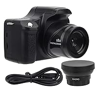 HD SLR Camera, USB Charging LCD Skrmskamera, Long Brnnvidd for Familjesammankomster Utomhusresor (Standard Edition + Wide Angle Lens)