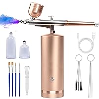 Airbrush Kit With Compressor - 48PSI Rechargeable Cordless Non-Clogging High-Pressure Air Brush Set with 0.3mm Nozzle and Cleaning Brush Set for Nail Art, Makeup, Painting, Cake Decor