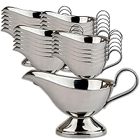 Steelite International 7600CV044 Metal Gravy Boat, 4.5 Oz Size, Pitcher Server, Spout Lip, Handle with Base, Small Serving Gravy Pourer for Sauces, Dressings, Butter, Syrup, 24 Pc