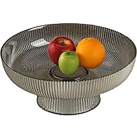 Large Glass Decorative Glass Bowl,Decorative Pedestal Bowl for Table Décor,Fruit Bowl,Fruit Bowl for Kitchen Counter Decor (Gray)