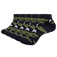 Mens Camo Athletic Ankle Socks Moisture Wicking Cotton Cushioned Running Socks Sneaker Socks For Men, 5 Pairs