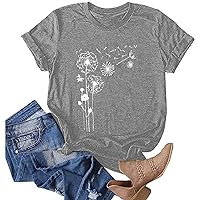 ZEFOTIM Womens Shirts and Blouses,Summer Casual Sunflower Print Fit Tops Shirts Loose Short Sleeve Crewneck Tunic Blouse Tees Funny T Shirts for Women Tunic Shirts for Women(E-Gray,Large)