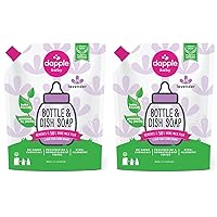Baby Bottle Soap & Dish Soap Refill by Dapple Baby, Lavender, 34 Fl Oz Refill Pouch (Pack of 2) - Plant Based Dish Liquid for Dishes & Baby Bottles
