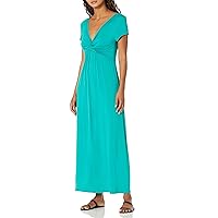 Star Vixen Women's Short-Sleeve Twist-Front Maxi Dress