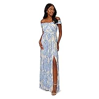 Adrianna Papell Women's Printed Off Shoulder Gown