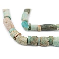 TheBeadChest Ancient Amazonite African Stone Beads #8628 12mm Mali Green Mixed Gemstone Large Hole 38 Inch Strand Handmade