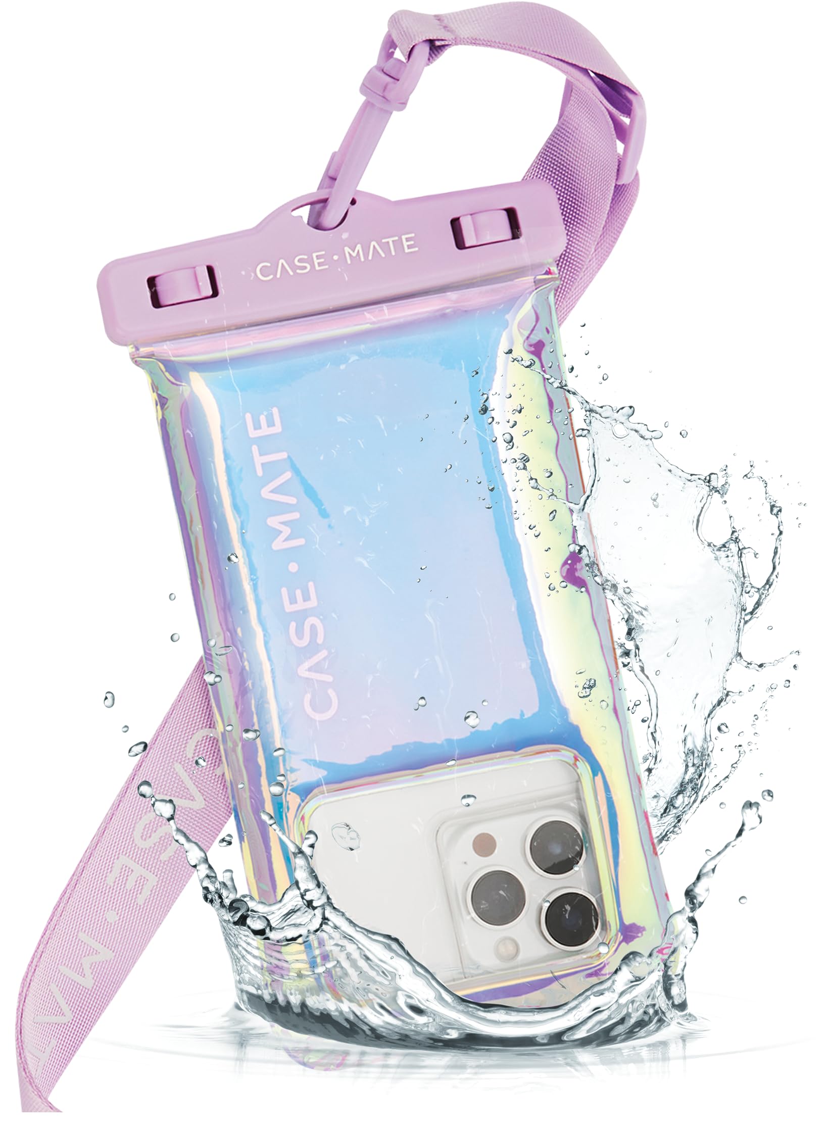 Case-Mate - IP68 Waterproof Phone Pouch/Case [Touchscreen Compatible] - Floating Waterproof Case w/Crossbody Lanyard for iPhone 14 Pro Max/ 13 Pro Max/ 12 Pro Max/ 11/ S23 Ultra - Soap Bubble