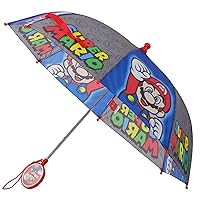 Nintendo Kids Umbrella, Super Mario Toddler and Little Boy Rain Wear for Ages 3-6
