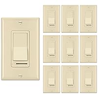 [10 Pack] BESTTEN Ivory Dimmer Switch, 3 Way or Single Pole, for Dimmable LED Light, Halogen and Incandescent Bulbs, 120V, UL Listed