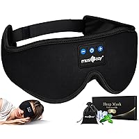 MUSICOZY Sleep Headphones Bluetooth 5.2 Headband Sleeping Headphones Sleep Eye Mask, Wireless Music Earbuds Earphones for Side Sleepers Men Women Air Travel Cool Tech Gadgets Unique Gifts