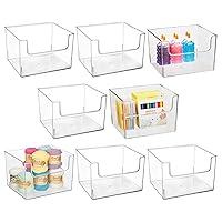 mDesign Plastic Open Front Dip Storage Organizer Bin for Craft Room Organization - Art Supply Storage Organizer or Craft Storage for Shelf, Cubby, Closet, or Cabinet, Ligne Collection, 8 Pack, Clear
