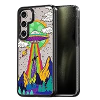 Compatible for Samsung Galaxy S24 Plus Case Cute Aesthetic - Durable Fashion Funny S24+ Phone Case - Girly UFO Print Cover Design for Woman Girl 6.7