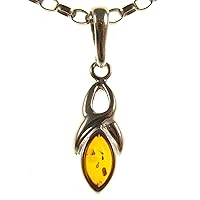Baltic amber and sterling silver 925 pendant necklace with 1mm Italian sterling silver 925 snake chain