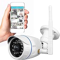 SereneLife Wireless Outdoor IP Security Camera, 1080p HD WiFi & Ethernet Surveillance Wide Angle Cam with Audio, Motion Detect, Night Vision